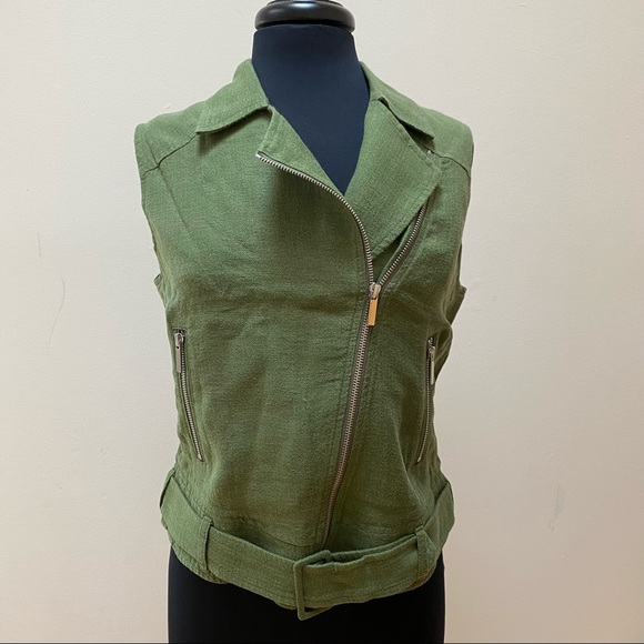 NEW Elizabeth And James Green Tegan Biker Vest - Picture 2 of 9